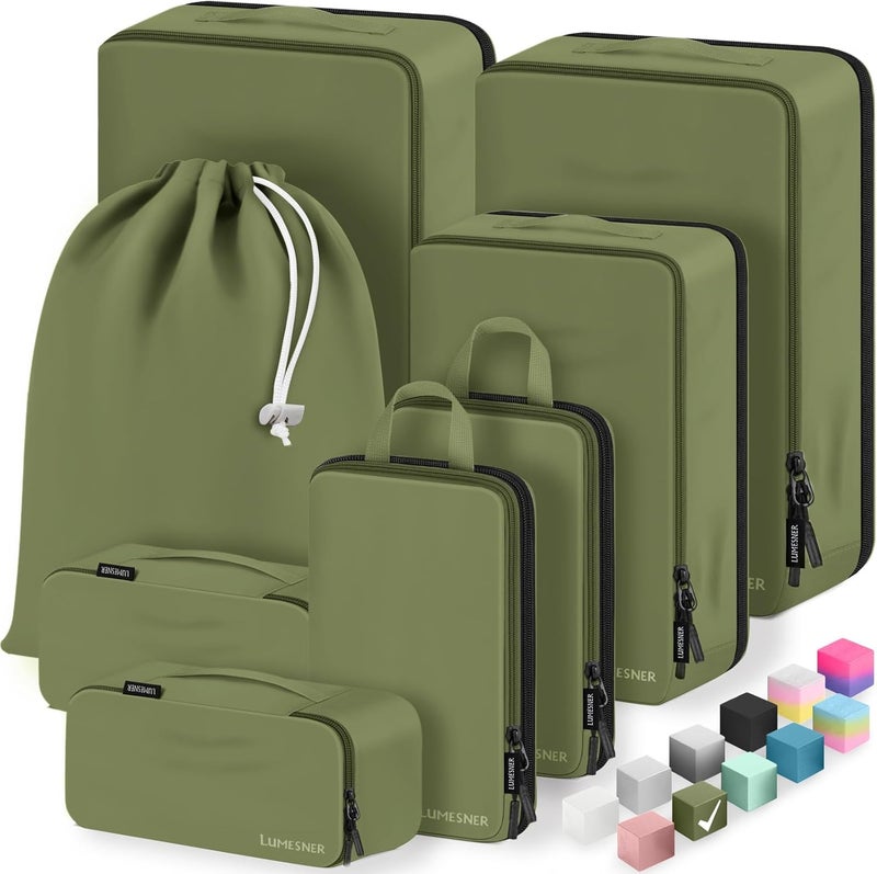 Velaybor 8 Set Compression Packing Cubes for Travel, Waterproof Luggage Organizers, Suitcase Organizer Set for Carry-On & Checked Baggage, Travel Accessories for Men & Women - Image 1